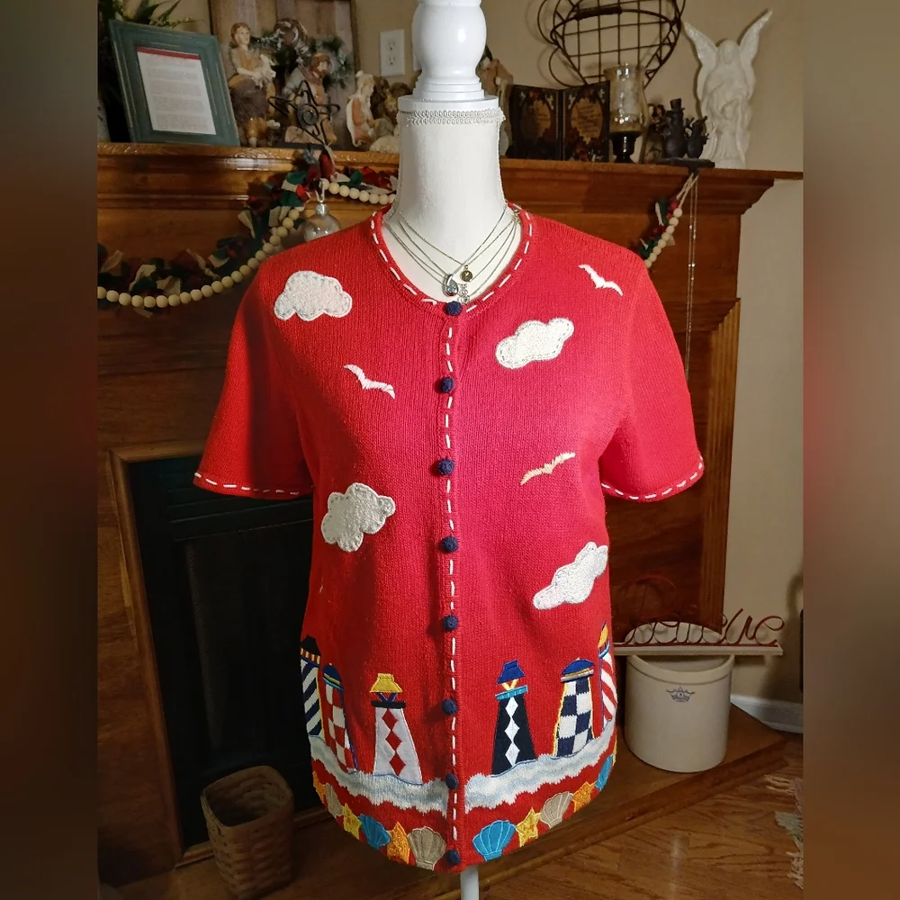 Designer Originals Short Sleeved Sweater With A Nautical Theme - Picture 1 of 5